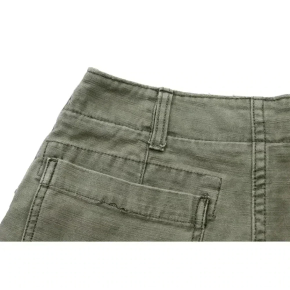 Free People Raw Patched Cutoff Shorts Frayed Hem Military Olive Green Size 0 - Picture 11 of 12
